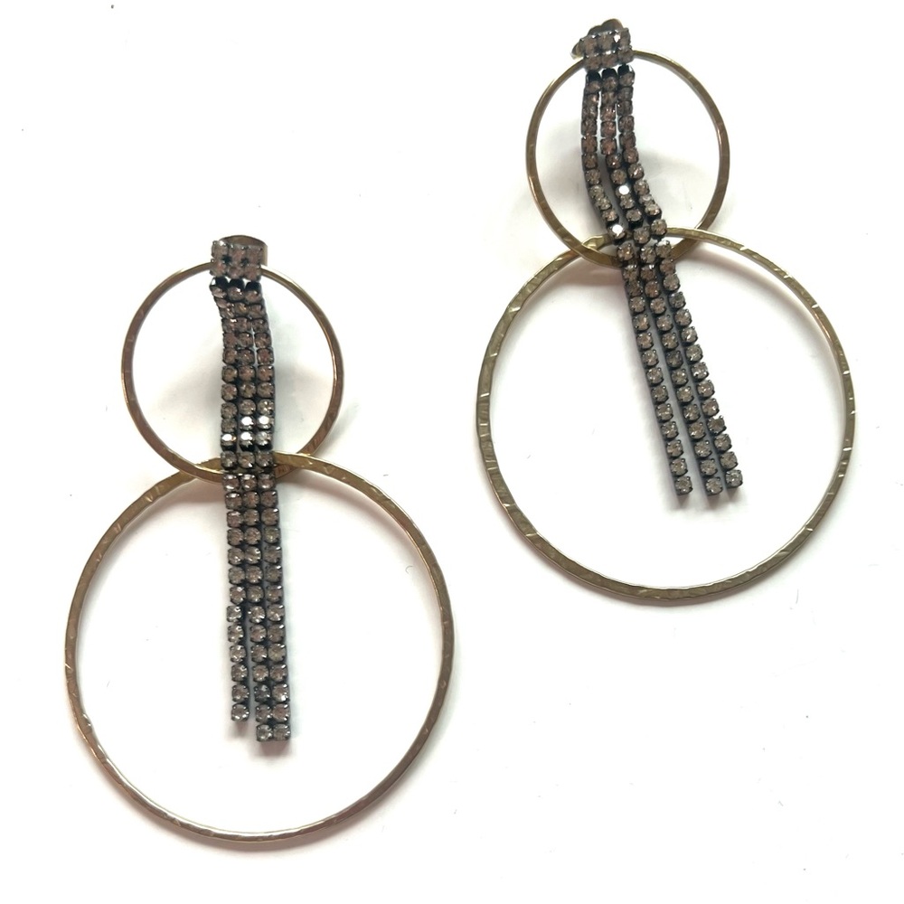 Anthropologie Gold and Black Double Hoop Earrings